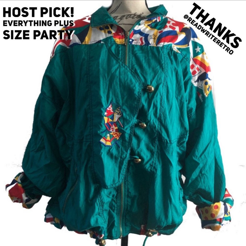 Vintage 80s Colorful Windbreaker Zippered Jacket